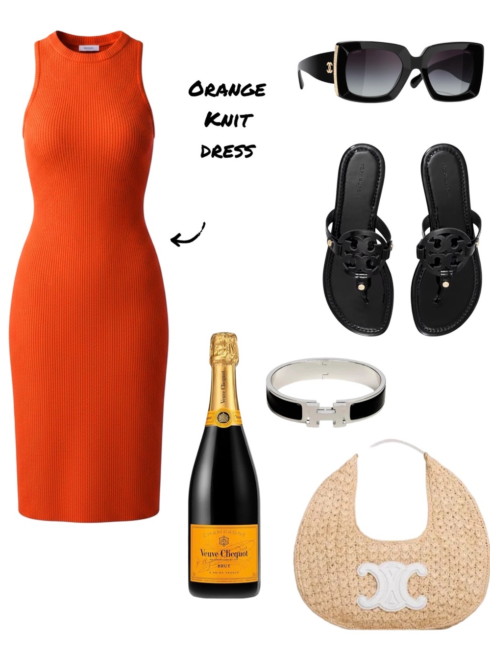 Orange Knit Sheath Dress by